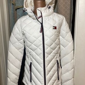 Tommy Hilfiger White Quilted Puffer Coat